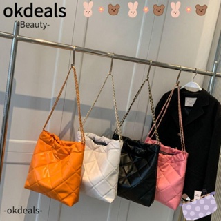 Okdeals กระเป๋าถือ กระเป๋าสะพายไหล่ สะพายข้าง หนัง Pu ทรงโท้ท ความจุสูง สีพื้น สไตล์มินิมอล สําหรับสตรี