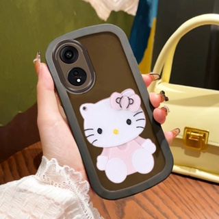 ใหม่ เคสโทรศัพท์มือถือแบบนิ่ม TPU ใส กันรอยกล้อง ลายแมว KT พร้อมกระจกแต่งหน้า แฟชั่น สําหรับ OPPOA58 OPPOA78 OPPO A58 A78 4G A584G