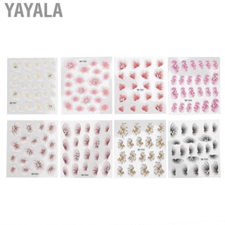 Yayala 5D Nail Art  8Pcs Embossed Flowers SelfAdhesive Supplies