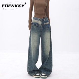 กางเกงขายาว กางเกงยีสน์ผู้หญิง ทรงหลวม ๆ ตรง Retro Hip Hop Pants 2023 NEW Style A27L0AV EOENKKY