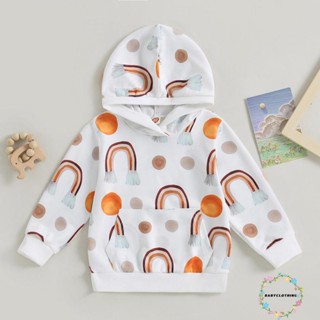 Babyclothes- เสื้อกันหนาว แขนยาว มีฮู้ด พิมพ์ลายสายรุ้ง ลําลอง สําหรับเด็กวัยหัดเดิน