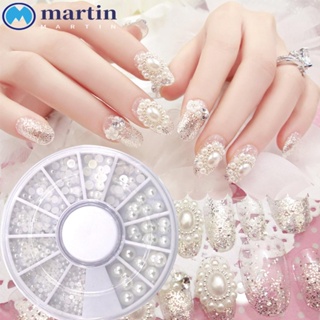 Martin ไข่มุก พลอยเทียม 3D สีเบจ คละขนาด สําหรับตกแต่งเล็บ DIY