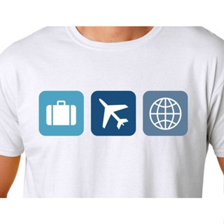เสื้อยืด ลายเครื่องบิน สีขาว เหมาะกับการเดินทาง              