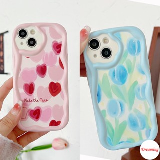 เคสโทรศัพท์มือถือ ขอบโค้ง ลายดอกทิวลิป สีแดง สีฟ้า สําหรับ VIVO V27E V25E V23E V21E V15 V19 S1 Pro Y02S Y27 Y22S Y21S Y20S Y35