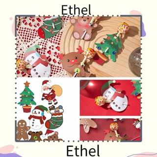 Ethel1 การ์ดกระดาษ ลายต้นคริสต์มาส ซานตาคลอส น่ารัก แฮนด์เมด DIY 2 ชุด