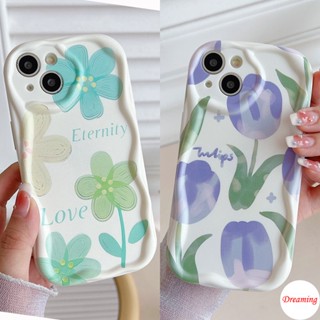 เคสโทรศัพท์มือถือ ขอบโค้ง ลายดอกทิวลิป สีม่วง สีเขียว สําหรับ VIVO Y02T Y02S Y16 Y15S Y17 Y19 Y27 Y22S Y21S Y20S Y35 Y50 Y53S Y51A Y75 Y76 Y91C Y1S Y95