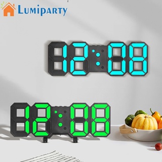 Lumiparty นาฬิกาดิจิทัล Led 3d อิเล็กทรอนิกส์ พร้อมฟังก์ชั่นความจํา สําหรับตกแต่งผนังห้องนั่งเล่น