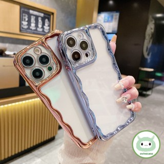 เคสโทรศัพท์มือถือ ซิลิโคนนิ่ม ใส กันกระแทก ลายคลื่น สีฟ้า สําหรับ IPhone 14 Pro Max 11 Pro Max ip 14Pro 13 ip 12 Pro Max