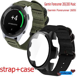 สําหรับ Garmin Forerunner 265 สายเพลง ซิลิโคน กีฬา สายรัดข้อมือ สมาร์ทวอทช์ Garmin Forerunner 265SS เคส PC กันชน + ฟิล์มกันรอยหน้าจอ