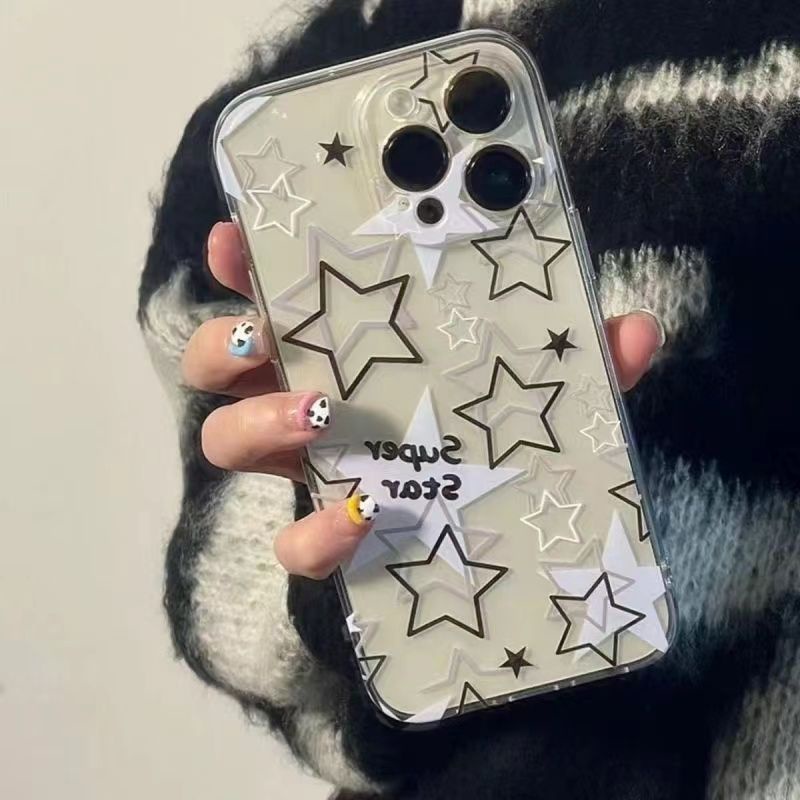 เคสโทรศัพท์มือถือ ซิลิโคนนุ่ม TPU ใส ลายดาว ฉลุลาย มีหลายตัว สําหรับ IPhone 15 14 13 12 11 Pro Max 6 7+ 8 XS X XR Plus