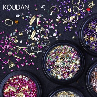 Koudan สติกเกอร์โลหะ รูปเพชร สีม่วง สีเงิน สําหรับตกแต่งเล็บเจล