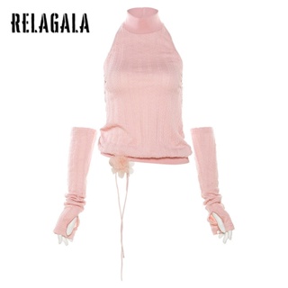 Relagala ใหม่ เสื้อกล้ามลําลอง คอสูง สีพื้น เซ็กซี่ แฟชั่นสําหรับสตรี 2023