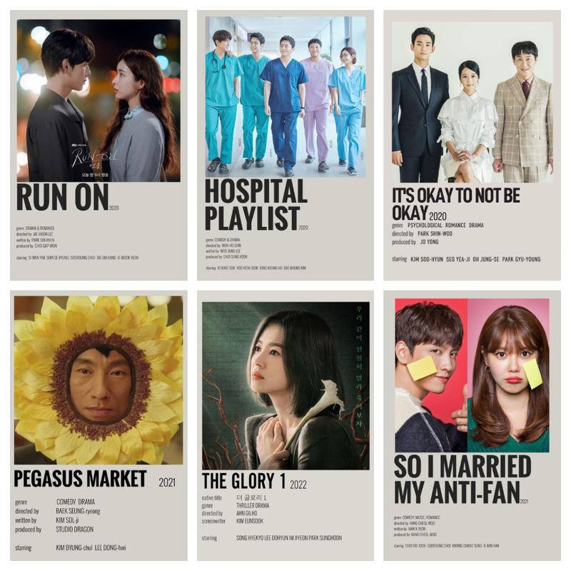 Kdramas โปสเตอร์ภาพวาดผ้าใบ The Glory 1 Business Proposal Twenty Five Twenty One Tomorrow สําหรับตกแ