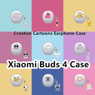 【imamura】เคสหูฟังนิ่ม แบบใส ลายการ์ตูนหมี สตรอเบอร์รี่ สําหรับ Xiaomi Buds 4 Xiaomi Buds 4