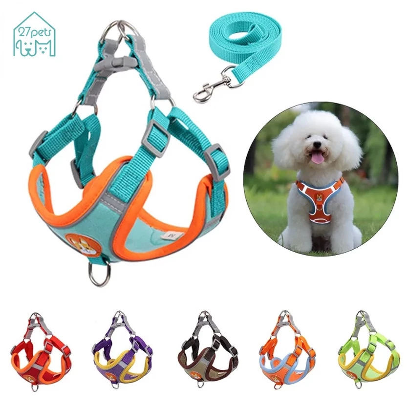 「27Pets」ชุดสายรัดหน้าอก สะท้อนแสง ระบายอากาศ อุปกรณ์เสริม สําหรับสัตว์เลี้ยง