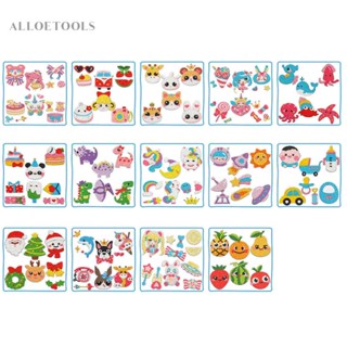 [alloetools.th] สติกเกอร์ปักครอสสติตช์ พลอยเทียม ทรงกลม ลายการ์ตูน สําหรับเด็ก DIY