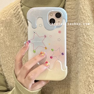 เคสโทรศัพท์มือถือ กันกระแทก ลายดาว สีครีม มีลายด้านข้าง สําหรับ Apple Iphone 14promax 13 12 11 14pro 13pro 14