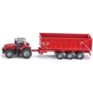 Siku 1844 รถแทรกเตอร์ Massey Ferguson พร้อมรถพ่วง เกจโลหะ พลาสติก OO HO 1:87