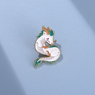 เครื่องประดับ เข็มกลัด รูปการ์ตูนอนิเมะ Spirited Away Haku Enamel Pins White Dragon Lapel Hayao Miyazaki Pin Badge