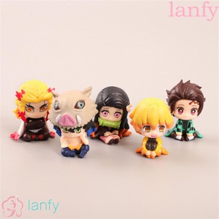 Lanfy ฟิกเกอร์ Demon Slayer Kimetsu No Yaiba Inosuke Demon Slayer Agatsuma Zenitsu 5 ชิ้น/ชุดสําหรับตกแต่งบ้าน