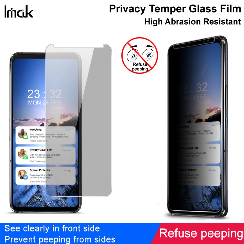 Imak Privacy Glass สําหรับ ASUS ROG Phone 7 Pro Anti Peeping กระจกนิรภัยสําหรับ ROG Phone7 Ultimate 
