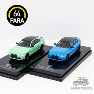 โมเดลรถยนต์ PARA 1:64 M3 G80 Miami blue Mint green Diecast ของเล่นสําหรับเด็ก