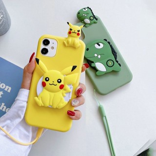 เคสโทรศัพท์มือถือ แบบนิ่ม ลายการ์ตูนปิกาจู มีกระจก กระเป๋าสตางค์ สําหรับ Case iPhone 6 6s 7 8 Plus 11 12 13 mini 14 Pro Max X XR XS Max