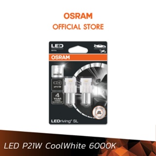 OSRAM หลอดไฟ LED ขั้วเขี้ยวตรง P21W ไฟ 1จุด แสงสีขาว 6000K 7506DWP