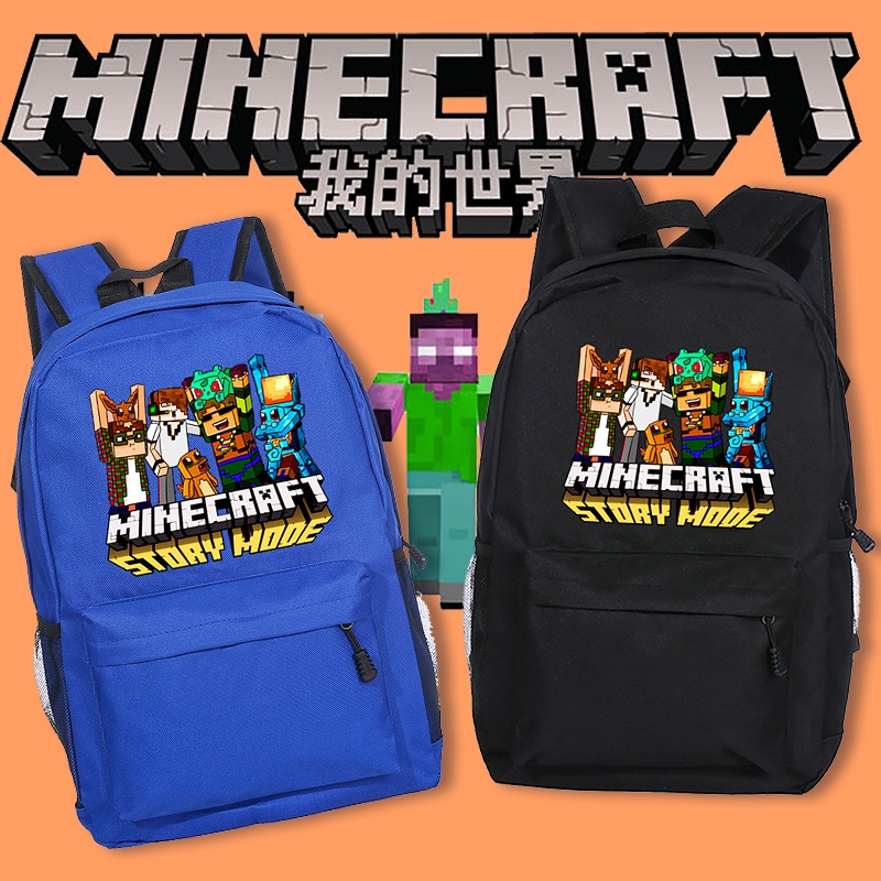 กระเป๋าเป้สะพายหลัง กระเป๋านักเรียน จุของได้เยอะ ลายการ์ตูน Minecraft สําหรับเด็กผู้หญิง และผู้ชาย