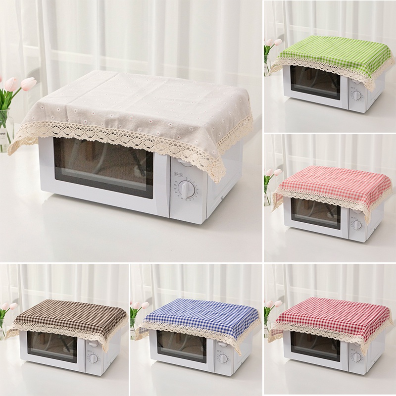 ผ้าคลุมกันฝุ่นเตาอบไมโครเวฟผ้าคลุมกันฝุ่นลายสก๊อตเครื่องใช้ในบ้านผ้ากันฝุ่น