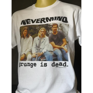 #ถูกสุด เสื้อวงนำเข้า Nevermind Grunge Is Dead Nirvana Kurt Cobain Retro Style Vintage T-shirt