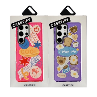 CASETIFY เคสโทรศัพท์มือถือแบบนิ่ม TPU ใส กันกระแทก ลายขนมปัง หมี กลิตเตอร์ พร้อมกล่องบรรจุ สําหรับ Samsung Galaxy S23 Ultra Plus S22 Ultra