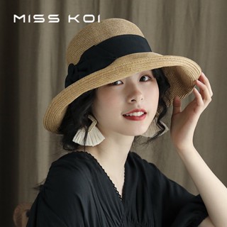 Misskoi [พร้อมส่ง] หมวกฟางกันแดด ประดับโบว์ พับได้ เข้ากับทุกการแต่งกาย แฟชั่นฤดูร้อน สําหรับผู้หญิง