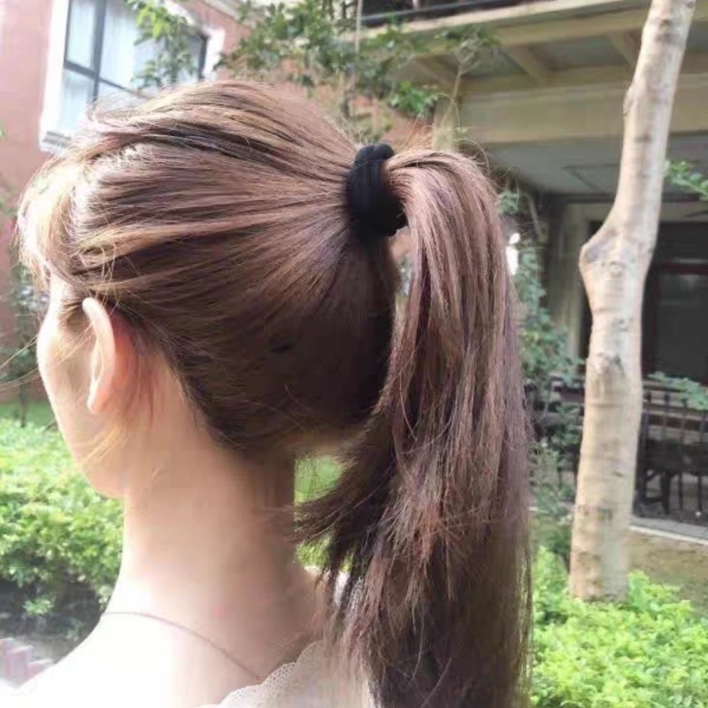 10 ชิ้น / เซต ผู้หญิง คุณภาพสูง สีดํา ยืดหยุ่น เชือกผม / เรียบง่าย ไม่มีตะเข็บ สีพื้น ที่ใส่ผมหางม้า ยางรัดผม เครื่องประดับผม