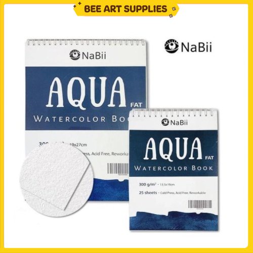หนังสือกระดาษสีน้ํา Nabii Aqua Fat 300GSM [GENUINE] 25 แผ่น