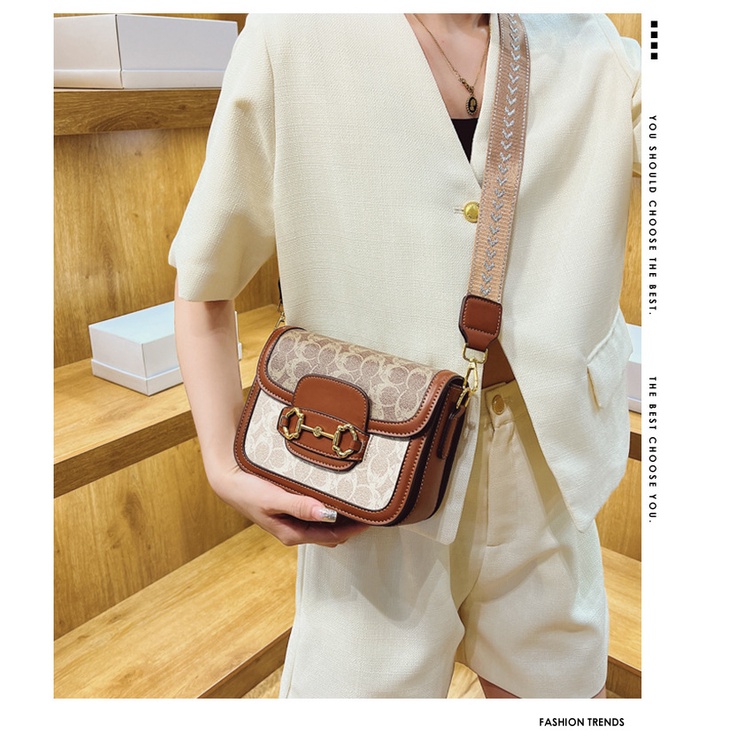 กระเป๋าสะพายไหล่ ทรงสี่เหลี่ยม ขนาดเล็ก สีคอนทราสต์ สไตล์ฝรั่งเศส แฟชั่นเรโทร สําหรับสตรี 2024 - รูปที่ 3