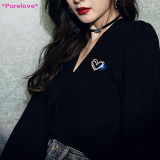 Purelove&gt; เข็มกลัด รูปหัวใจ ประดับพลอยเทียม ของขวัญ สําหรับตกแต่งเสื้อผ้า ผ้าพันคอ เสื้อยืด