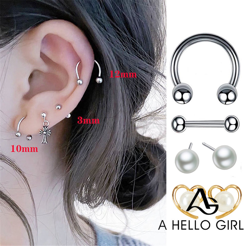 A HELLO GIRL ต่างหู ชุบทอง ประดับไข่มุก แบบเรียบง่าย แฟชั่นโรแมนติก สไตล์เกาหลี สําหรับผู้หญิง