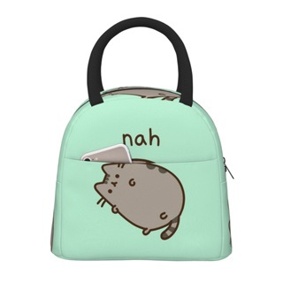 Pusheen กระเป๋าใส่กล่องอาหารกลางวัน มีฉนวนกันความร้อน กันน้ํา กันรั่ว ใช้ซ้ําได้ สําหรับผู้หญิง ทํางาน ท่องเที่ยว ตั้งแคมป์