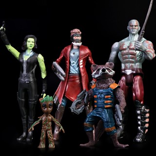 โมเดลฟิกเกอร์ Marvel Guardians of the Galaxy Star Lord Gamora Rocket Groot Nebola PVC ขนาด 17 ซม. ของเล่นสะสม สําหรับเด็ก 5 ชิ้น ต่อล็อต