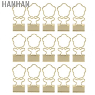 Hanhan Paper Binder Clips Gold Lotus Pattern Irregular Handle Binder Clips Curved Edge Strong Clamping Force for Home for Bills for