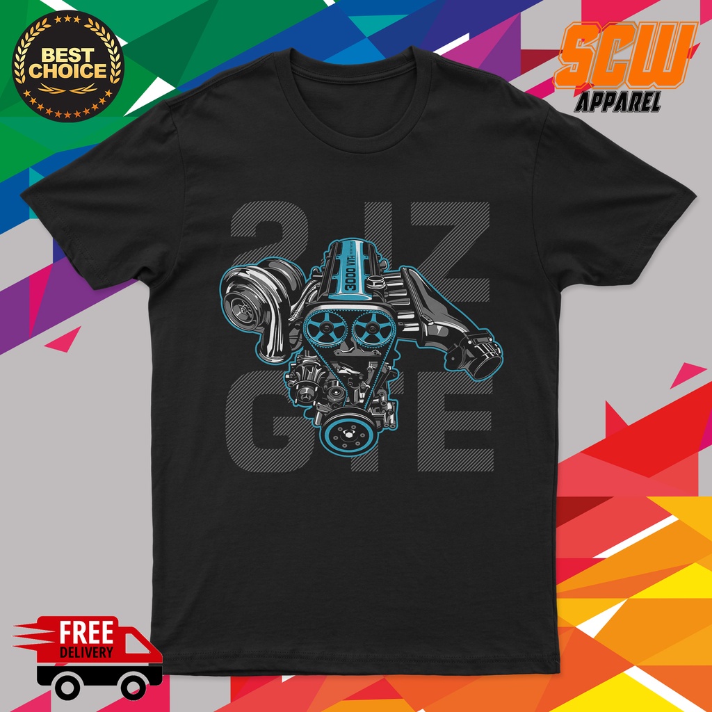 2JZ GTE TOYOTA JZ ENGINE CAR TSHIRT ผ้าฝ้ายคุณภาพสูง UNISEX cotten tee