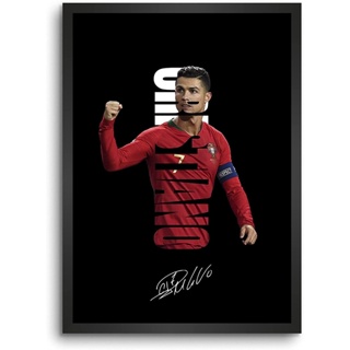 Ronaldo The Boss โปสเตอร์เคลือบลามิเนต กรอบไม้ สีดําด้าน สําหรับตกแต่งผนัง