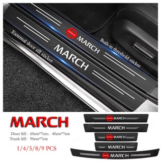 สติกเกอร์คาร์บอนไฟเบอร์ ป้องกันรอยขีดข่วน สําหรับติดขอบประตูรถยนต์ Nissan March K13 K14 Nismo S