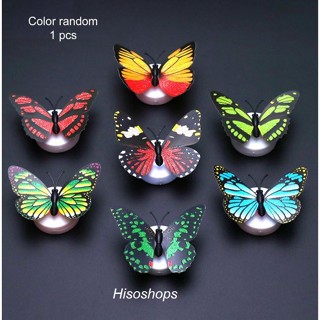 Butterfly Light Butterfly Fluorescent ผีเสื้อเรืองแสง โคมไฟ LED ผีเสื้อสำหรับตกแต่งบ้าน ตกแต่งผนังห้องนอน คละสีคละลาย