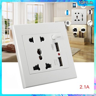 ใหม่ Universal 2100ma 5V 2 Usb Wall Socket Ac 110-250V Home Wall Charger 2พอร์ต Usb Outlet Power สำหรับโทรศัพท์มือถือ Top111.th