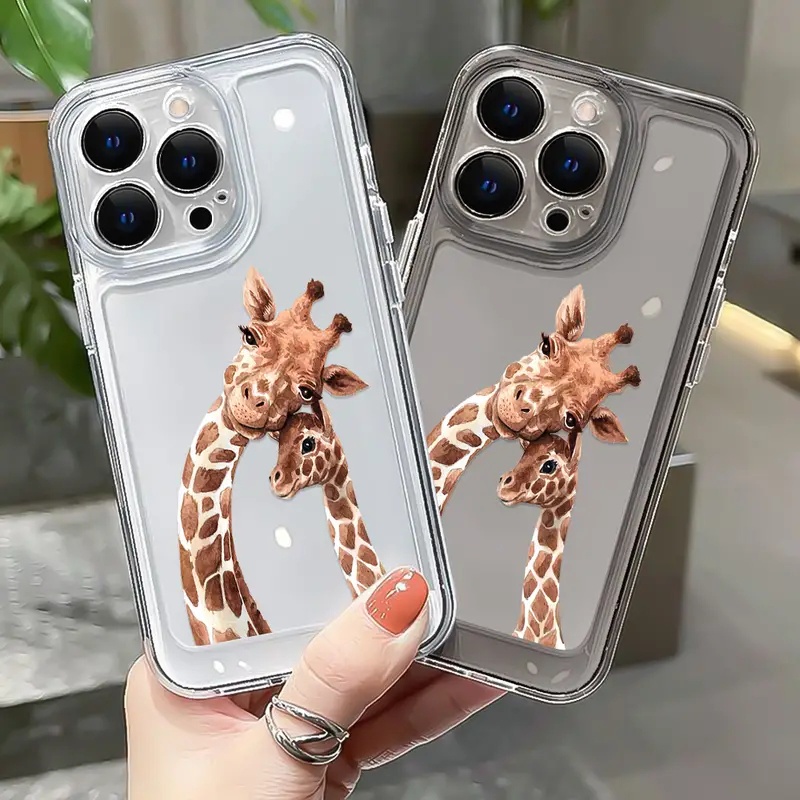 เคสโทรศัพท์มือถือแบบนิ่ม TPU ใส กันกระแทก กันรอยกล้อง ลายยีราฟ สําหรับ IPhone 11 14 13 12 Pro Max XS X XR 7+ 8 6 6S Plus