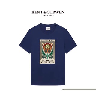 Kent&amp;amp;Curwen/ Kendiwen เสื้อยืดแขนสั้น ผ้าฝ้าย ลายดอกกุหลาบ หลากสี สําหรับผู้ชาย และผู้หญิง K4770EI101