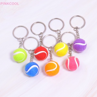 Pinkcool 6 สี พวงกุญแจ ลูกเทนนิส พวงกุญแจโลหะ พวงกุญแจรถ พวงกุญแจกีฬา จี้สี ขายดี