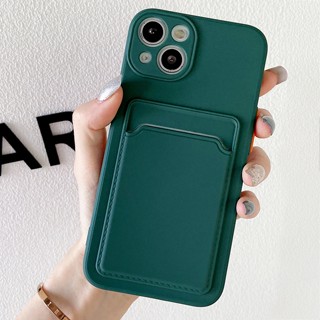 เคสโทรศัพท์มือถือ ซิลิโคน พร้อมช่องใส่บัตร สีพื้น หรูหรา สําหรับ Samsung Galaxy A72 A52 A32 A22 A12 A02S A04 A04S